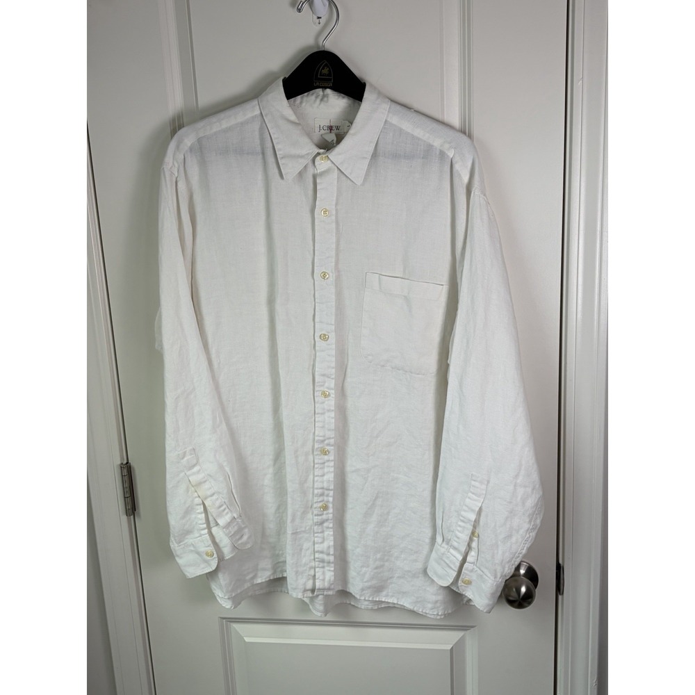 Vintage 80/90'S Y2K J.Crew long-sleeved 100% Linen shirt men's size Large